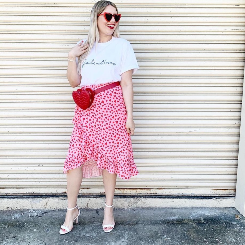 Boohoo heart midi skirt